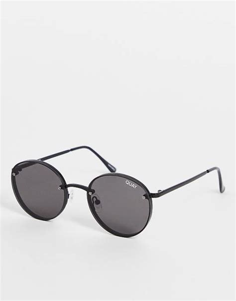 quay australia farrah round rimless sunglasses in black